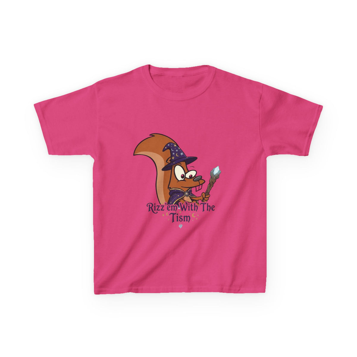 Wizard Fox kids Kids T‑Shirt — "Rizz em With The 'Tism" Cute Magical Tee