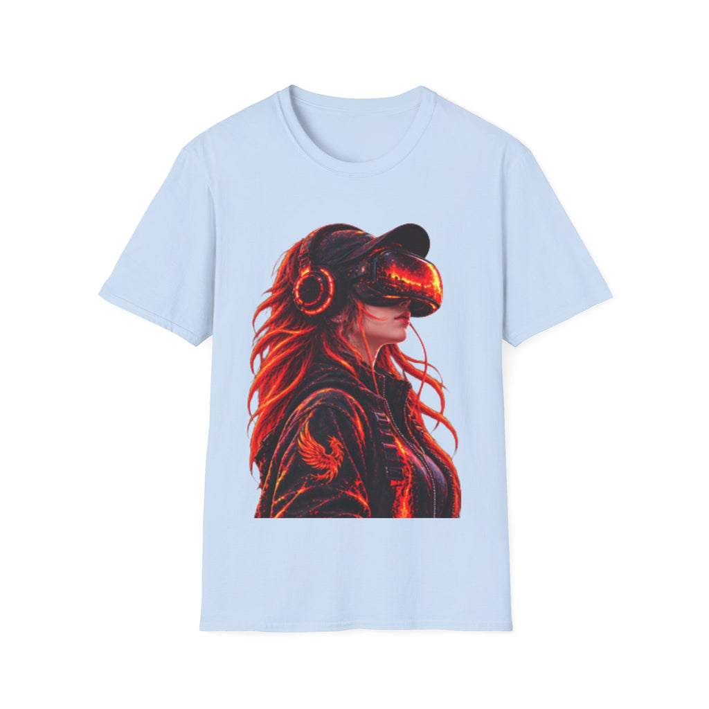 VR Girl Graphic Adult T-Shirt — Neon Cyberpunk Virtual Reality Tee