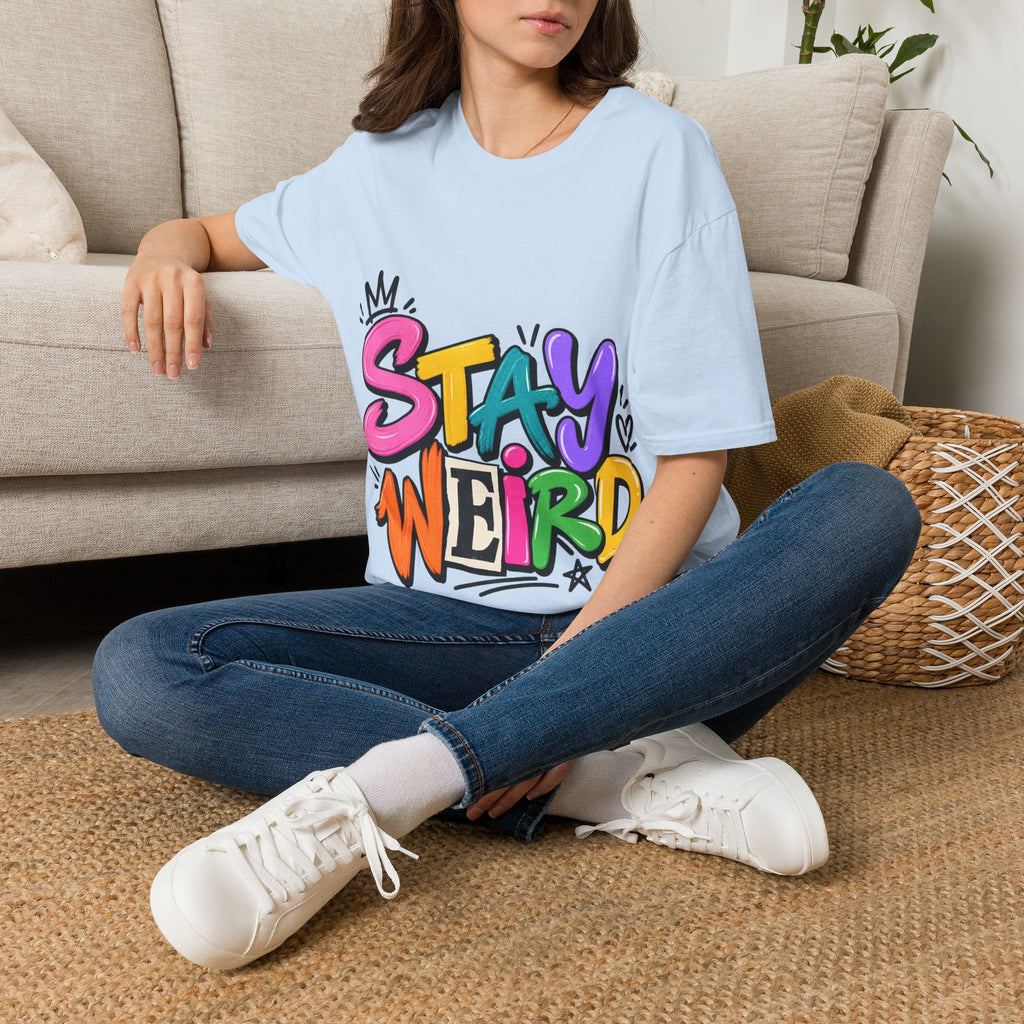 Stay Weird Adult T-Shirt — Colorful Graffiti Graphic Tee