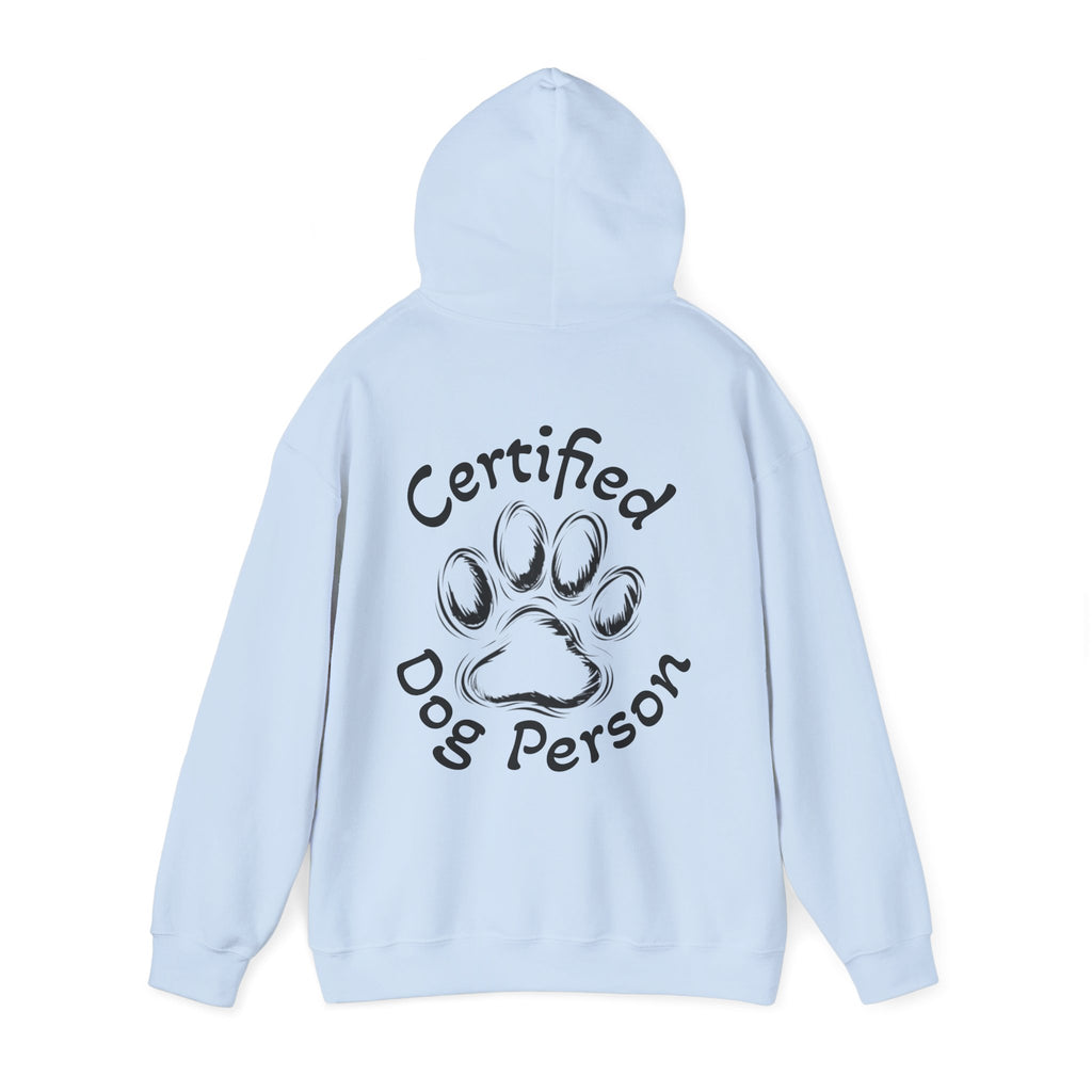Certified Dog Person Adult Hoodie - Paw Print Graphic Dog Lover Sweatshirt