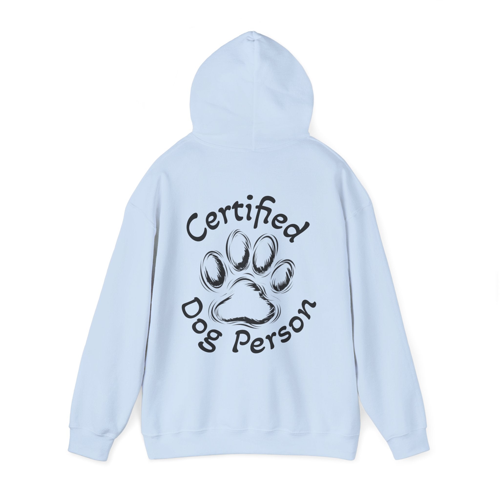 Certified Dog Person Adult Hoodie - Paw Print Graphic Dog Lover Sweatshirt