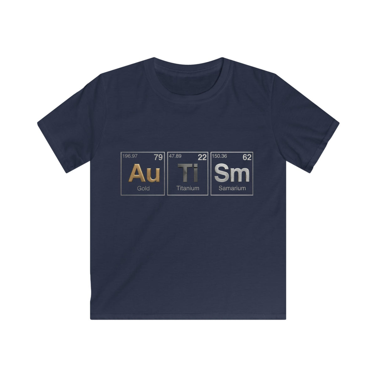 Kids T-shirt — 'Au Ti Sm' Periodic Table Design | Cute Autism Awareness Shirt for Children