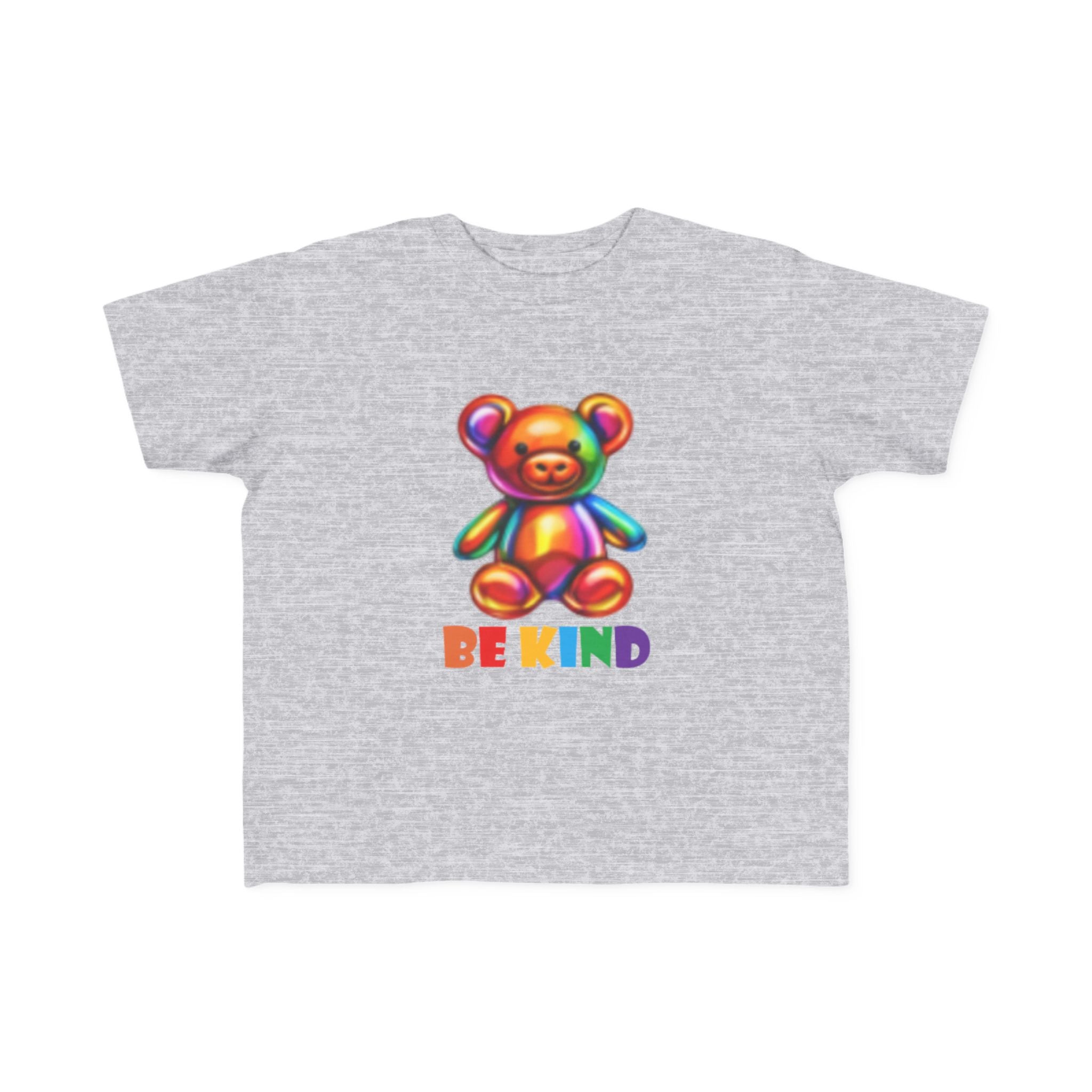 Rainbow Teddy Bear BE KIND Toddler Tee | Kids Positive Message Shirt