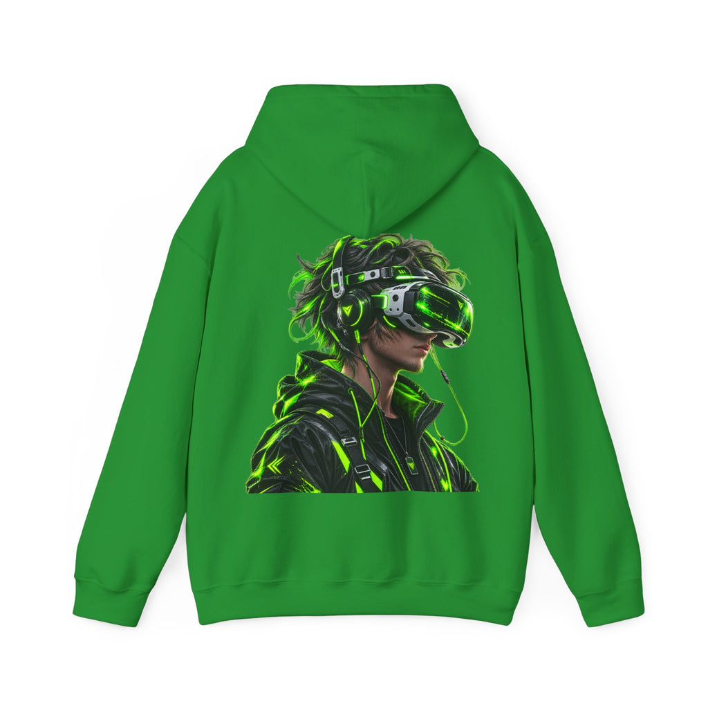 VR Gamer  Adult Hoodie — Neon Cyberpunk Virtual Reality Gamer Graphic Sweatshirt