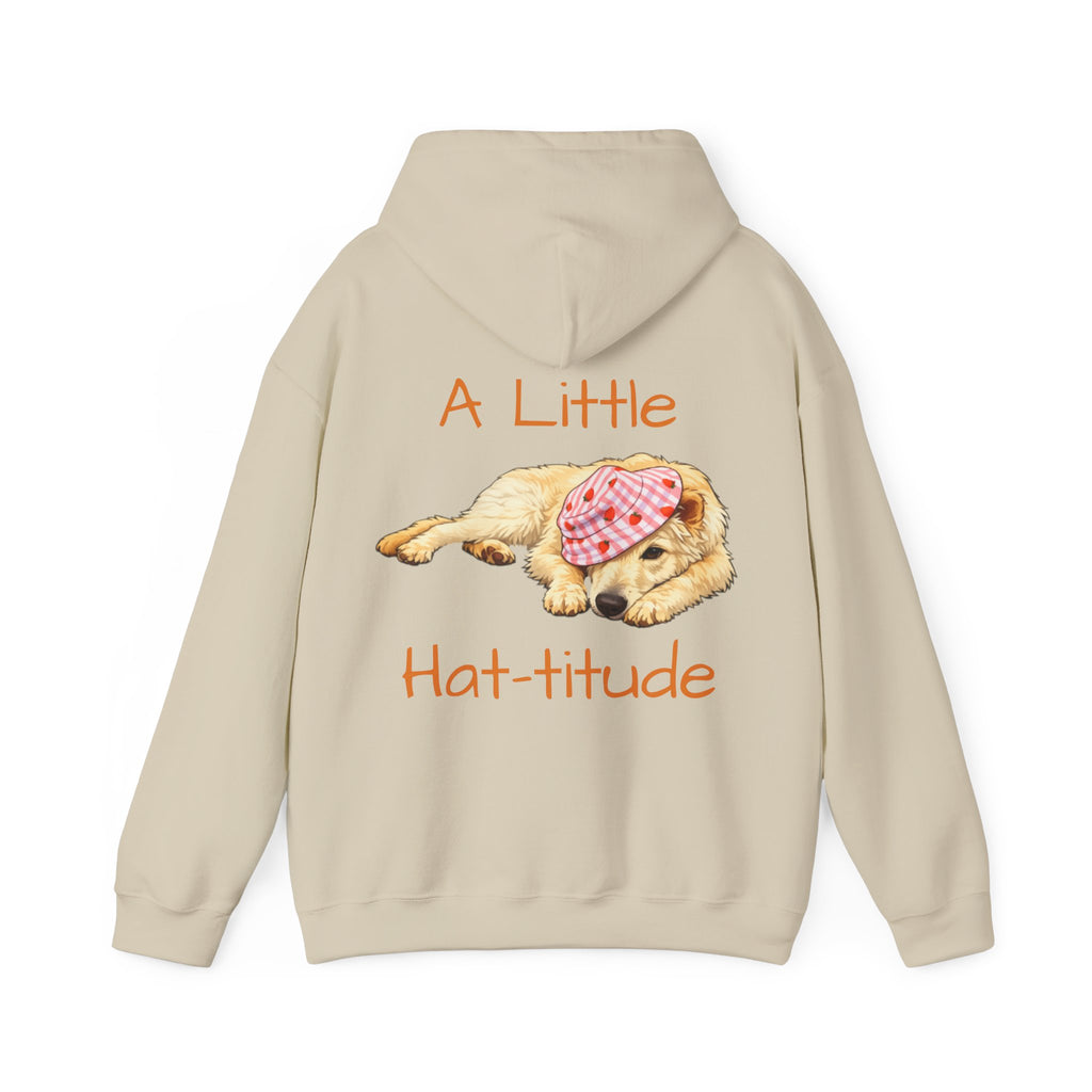 A Little Hat-Titude Puppy Illustration Adult Hoodie | Cute Dog Paw Chest Print