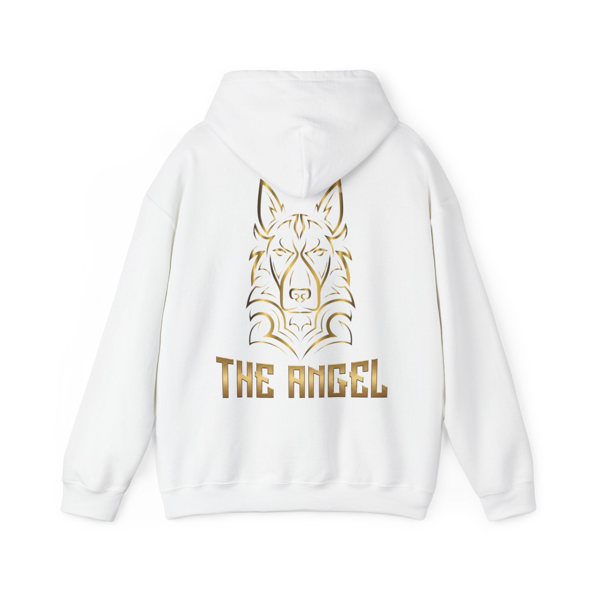 Angel Wolf Adult Hoodie — "The Angel" Gold Graphic Pullover