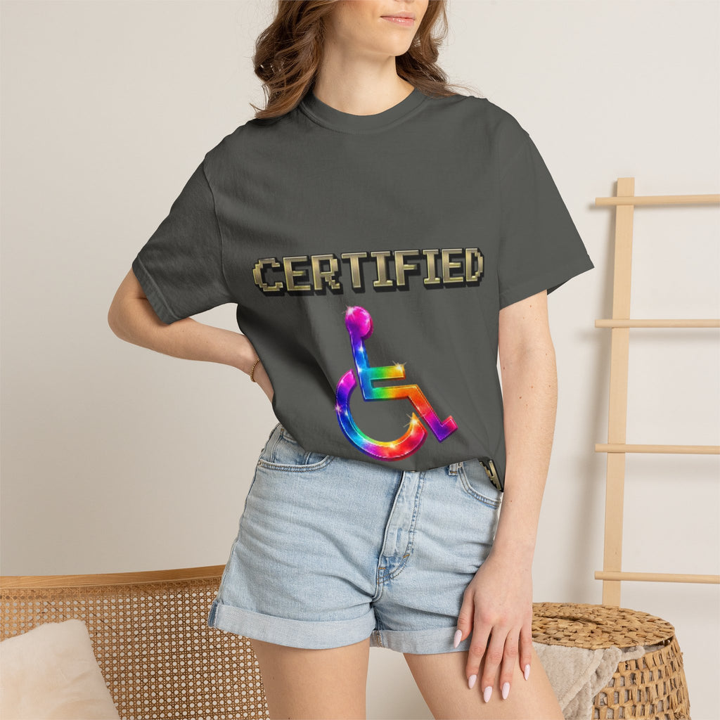 Certified Stunt Man T-Shirt — Rainbow Wheelchair Adult Tee