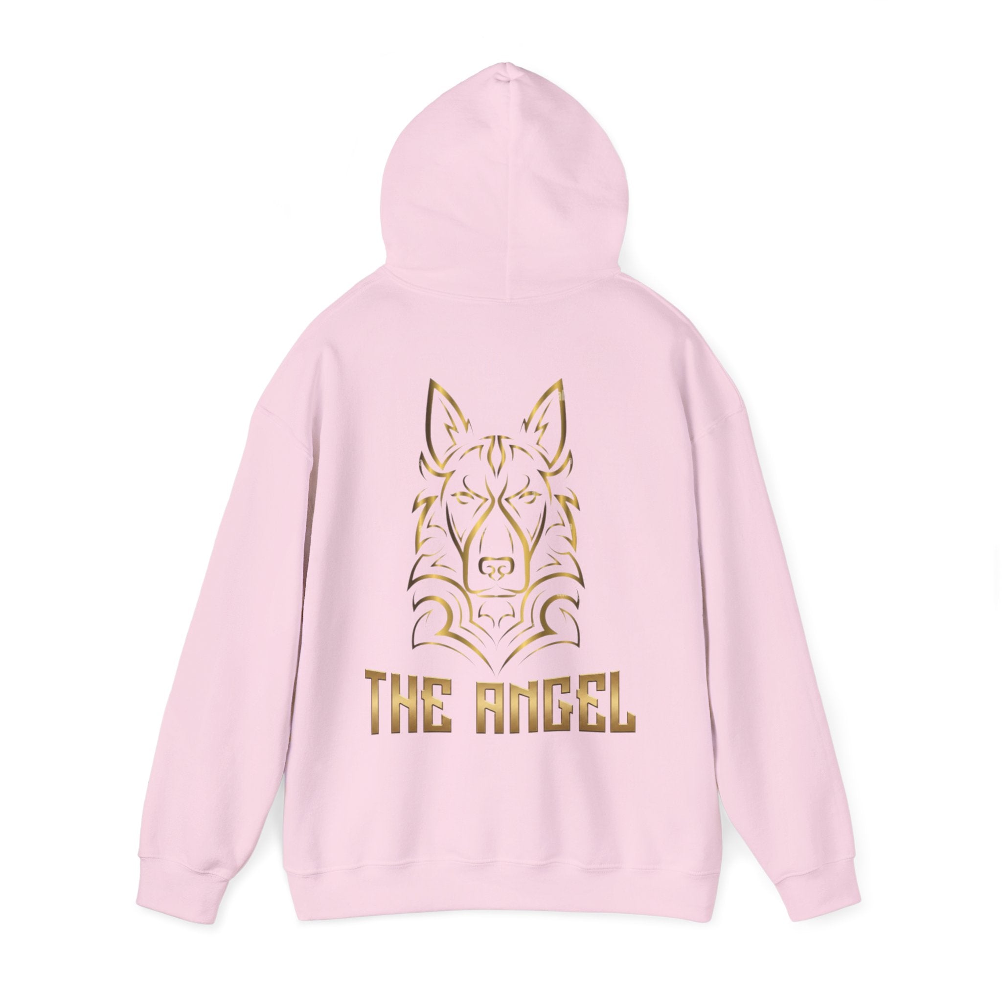 Angel Wolf Adult Hoodie — "The Angel" Gold Graphic Pullover