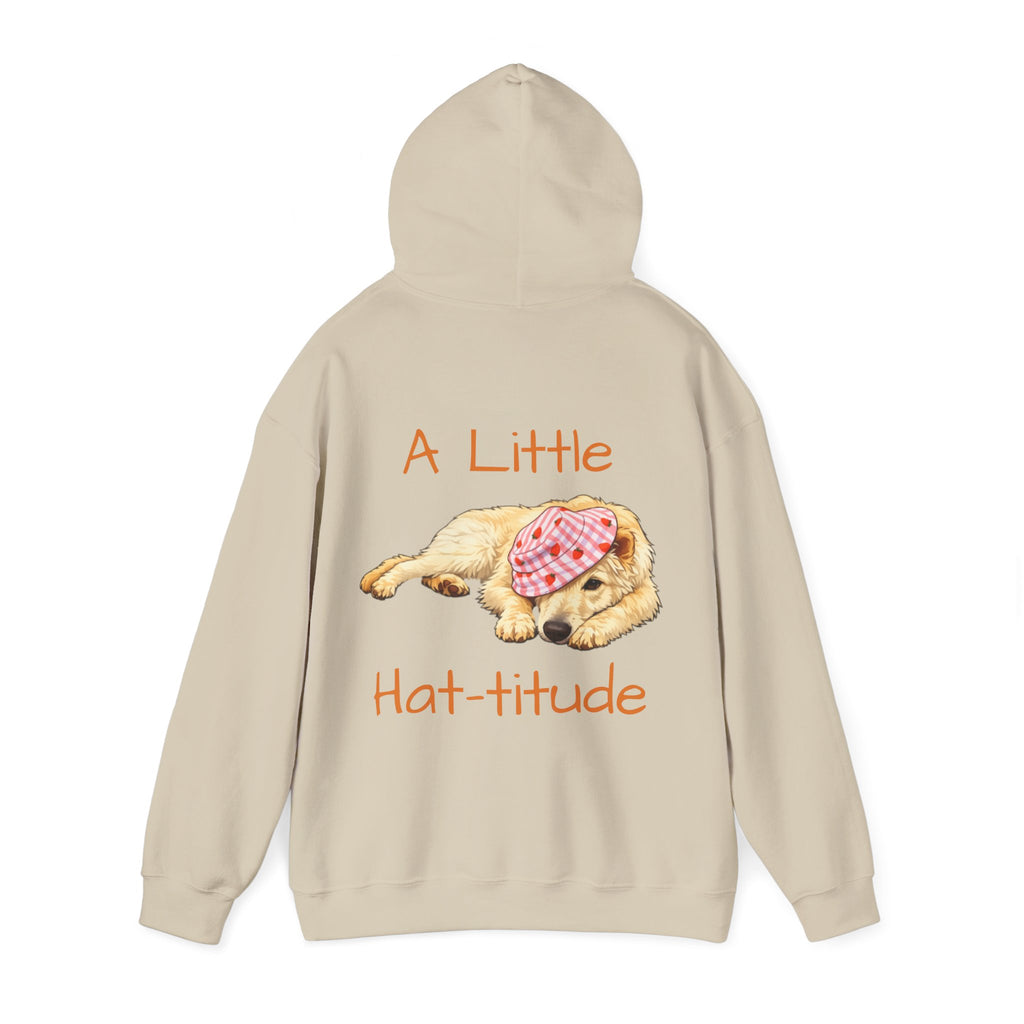 A Little Hat-Titude Puppy Illustration Adult Hoodie | Cute Dog Paw Chest Print