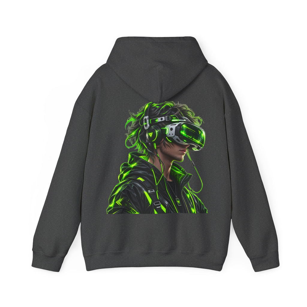 VR Gamer  Adult Hoodie — Neon Cyberpunk Virtual Reality Gamer Graphic Sweatshirt