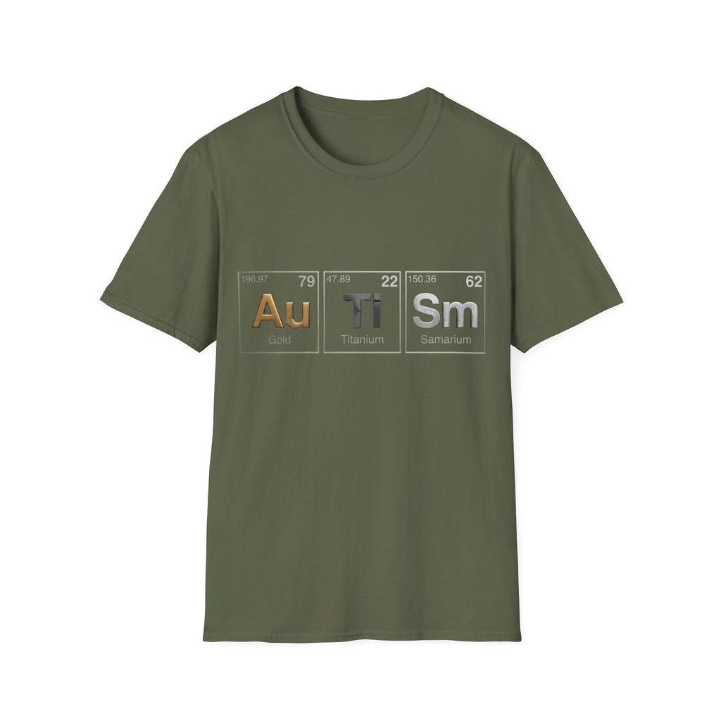 Adult T-Shirt — 'Au Ti Sm' Periodic Table Autism Awareness Tee