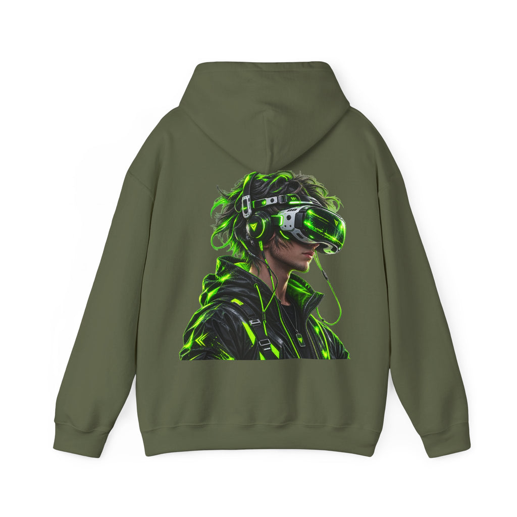VR Gamer  Adult Hoodie — Neon Cyberpunk Virtual Reality Gamer Graphic Sweatshirt
