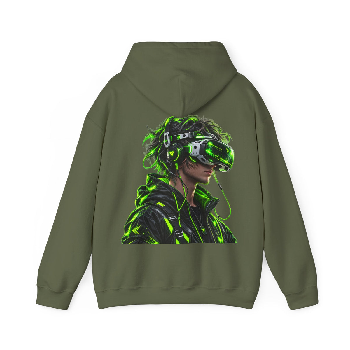 VR Gamer  Adult Hoodie — Neon Cyberpunk Virtual Reality Gamer Graphic Sweatshirt