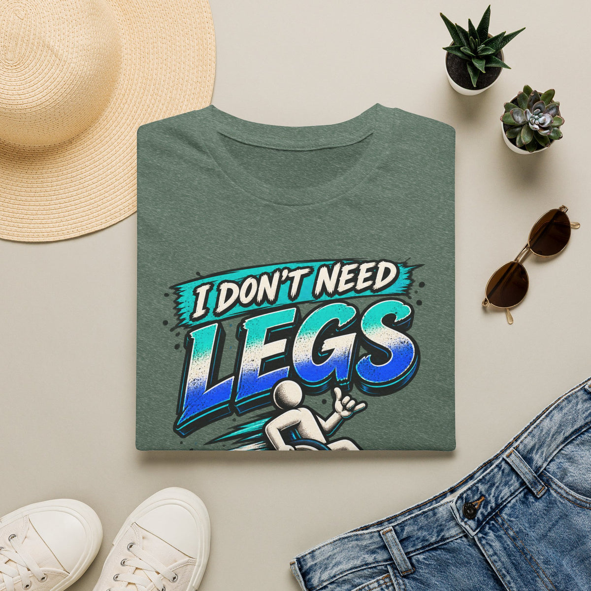 I Don't Need Legs to Kick Your Ass Adult T-Shirt — Funny Wheelchair Disability Pride Tee