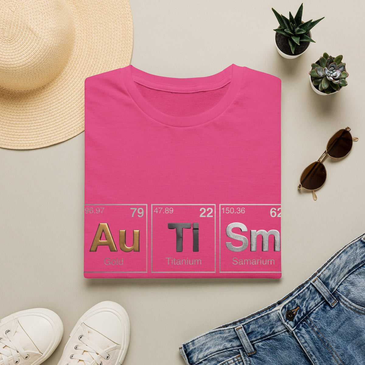 Adult T-Shirt — 'Au Ti Sm' Periodic Table Autism Awareness Tee