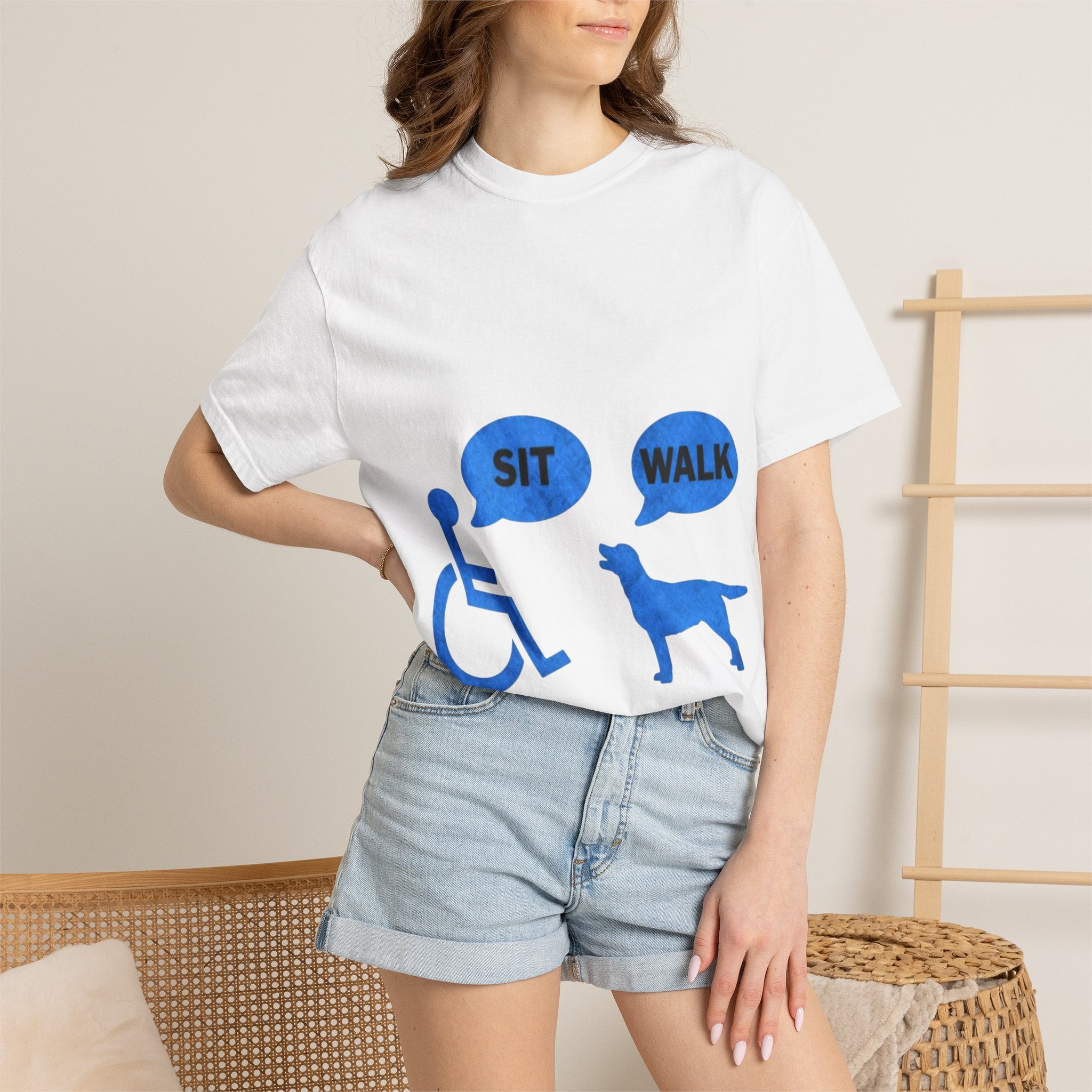 Disabled Veteran & Service Dog T-Shirt — "Sit / Walk" Graphic Tee