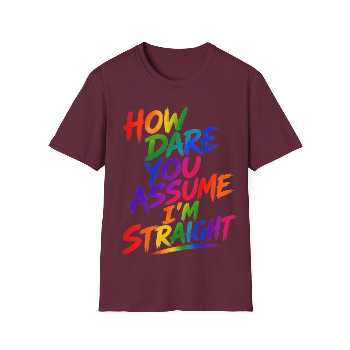 How Dare You Assume I’m Straight Adult T-Shirt — Rainbow Pride Graphic Tee