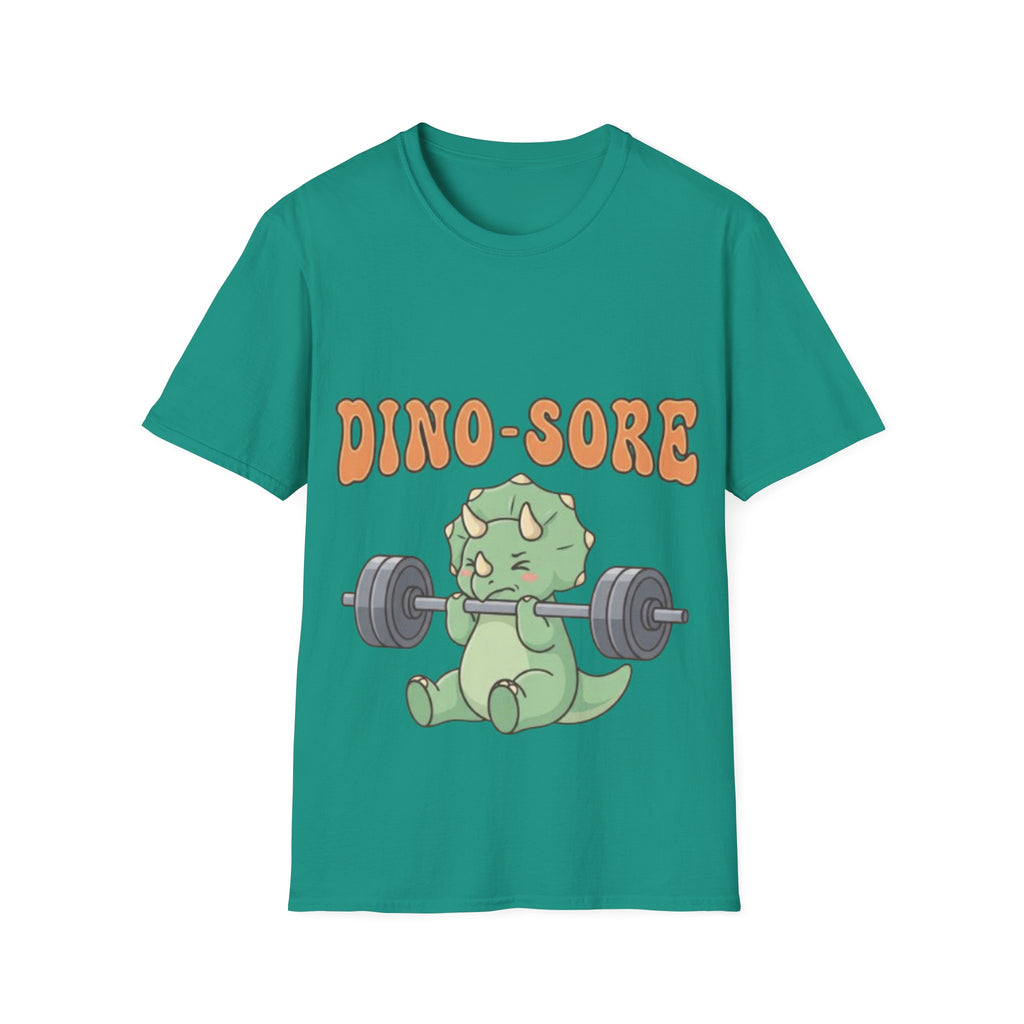 Dino-Sore Adult T-Shirt — Cute Workout Dinosaur Fitness Tee