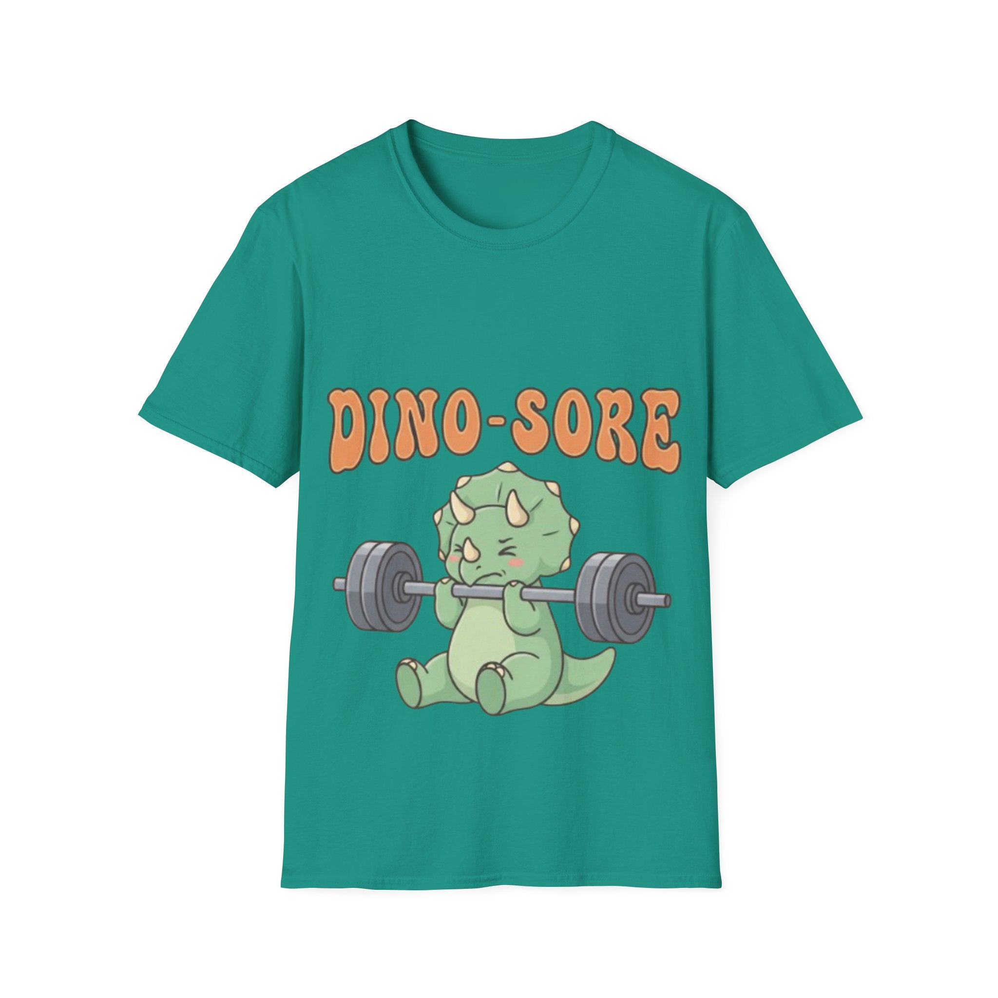 Dino-Sore Adult T-Shirt — Cute Workout Dinosaur Fitness Tee