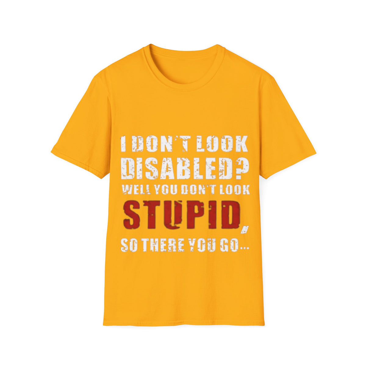 Adult T-Shirt — "Don't Look Disabled? Well You Don't Look Stupid So There You Go" Empowerment Tee