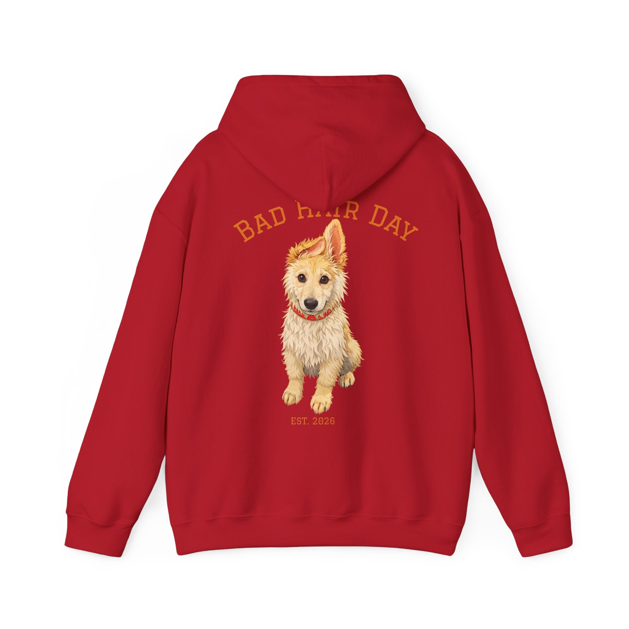 Bad Hair Day Puppy Adult Hoodie | Cute Dog Illustration Sweatshirt