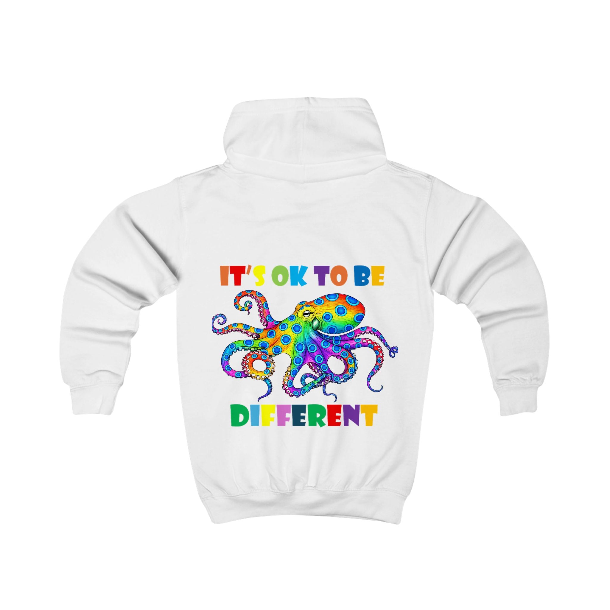 Colorful Octopus "It's OK to Be Different" Kids Hoodie | Rainbow Diversity Design
