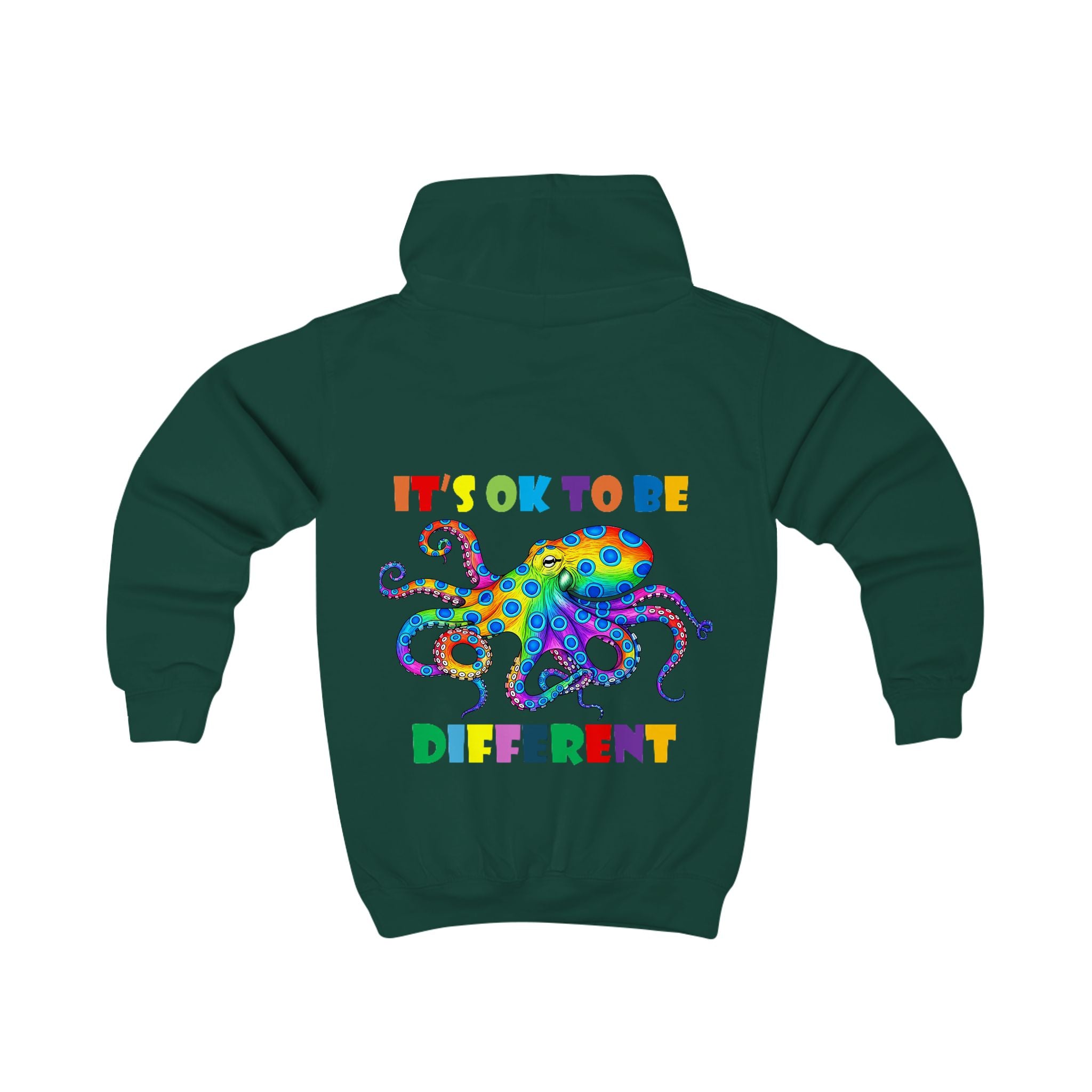 Colorful Octopus "It's OK to Be Different" Kids Hoodie | Rainbow Diversity Design