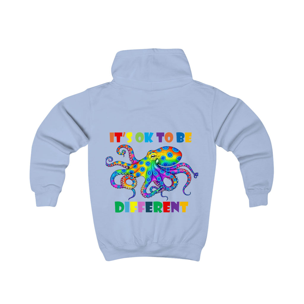 Colorful Octopus "It's OK to Be Different" Kids Hoodie | Rainbow Diversity Design