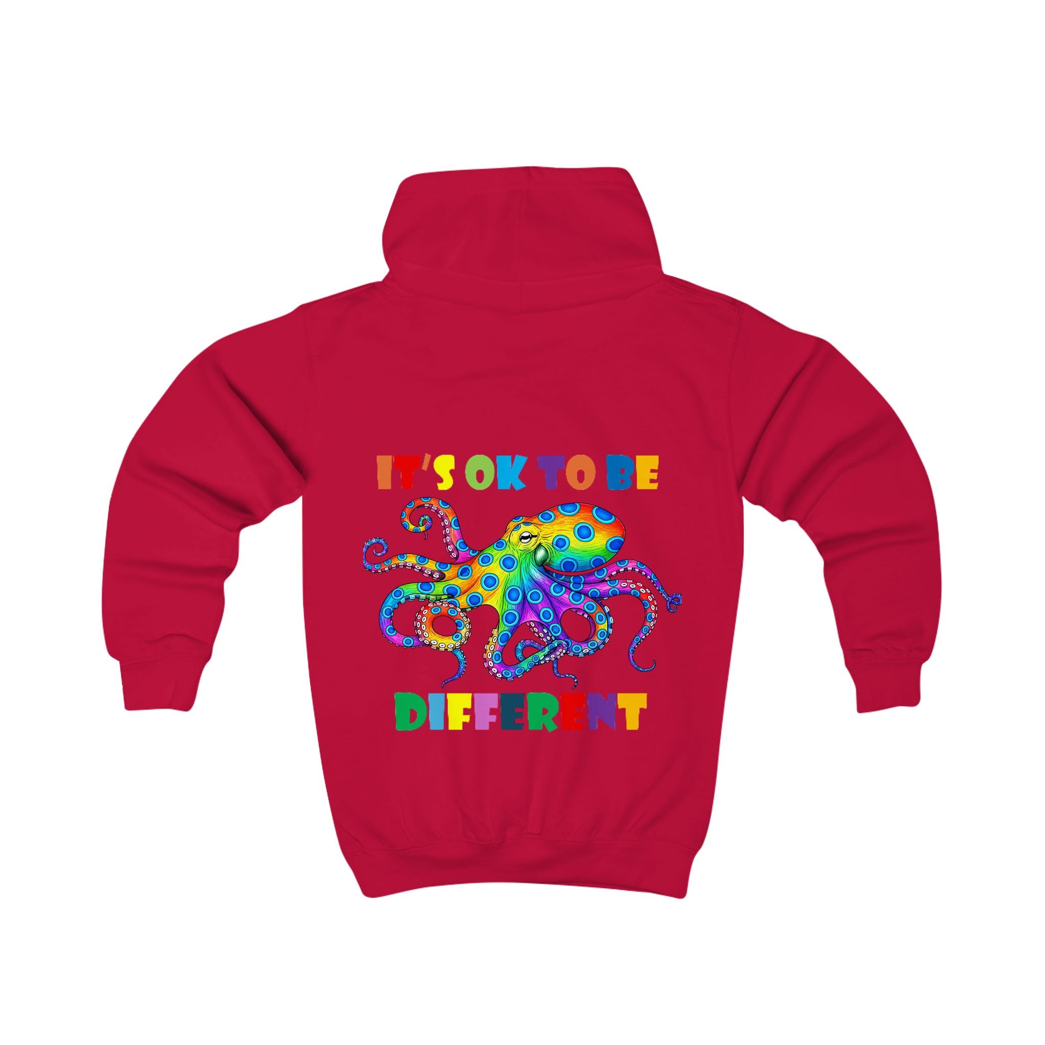 Colorful Octopus "It's OK to Be Different" Kids Hoodie | Rainbow Diversity Design