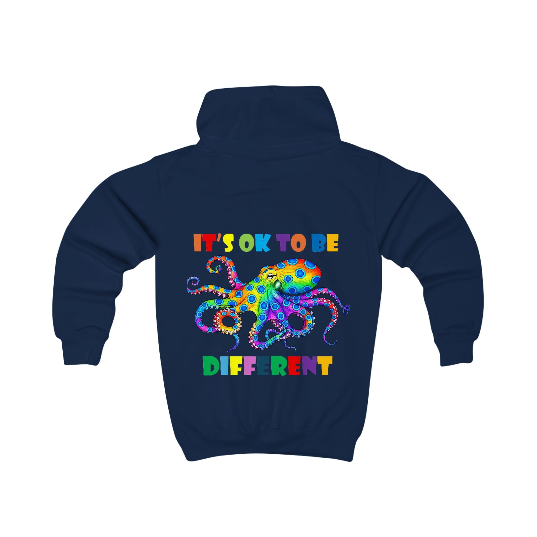 Colorful Octopus "It's OK to Be Different" Kids Hoodie | Rainbow Diversity Design