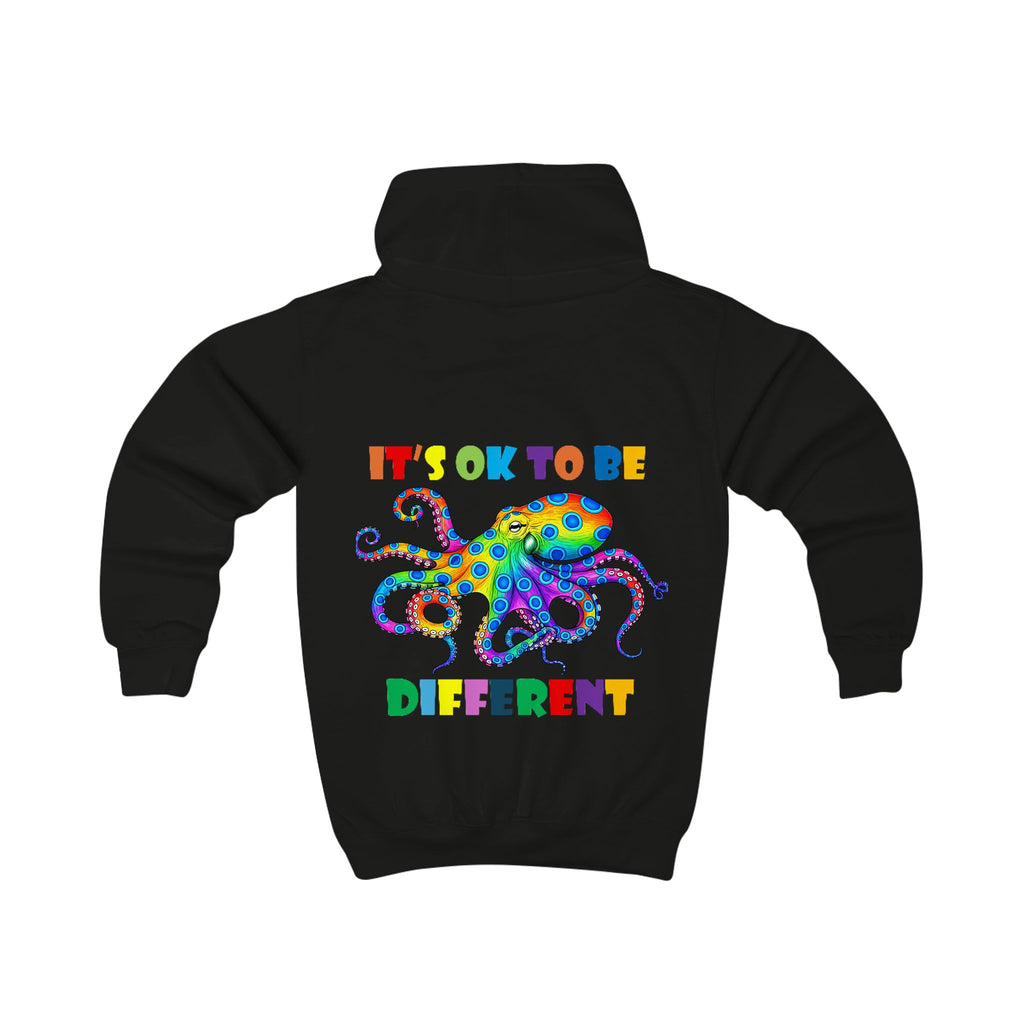 Colorful Octopus "It's OK to Be Different" Kids Hoodie | Rainbow Diversity Design