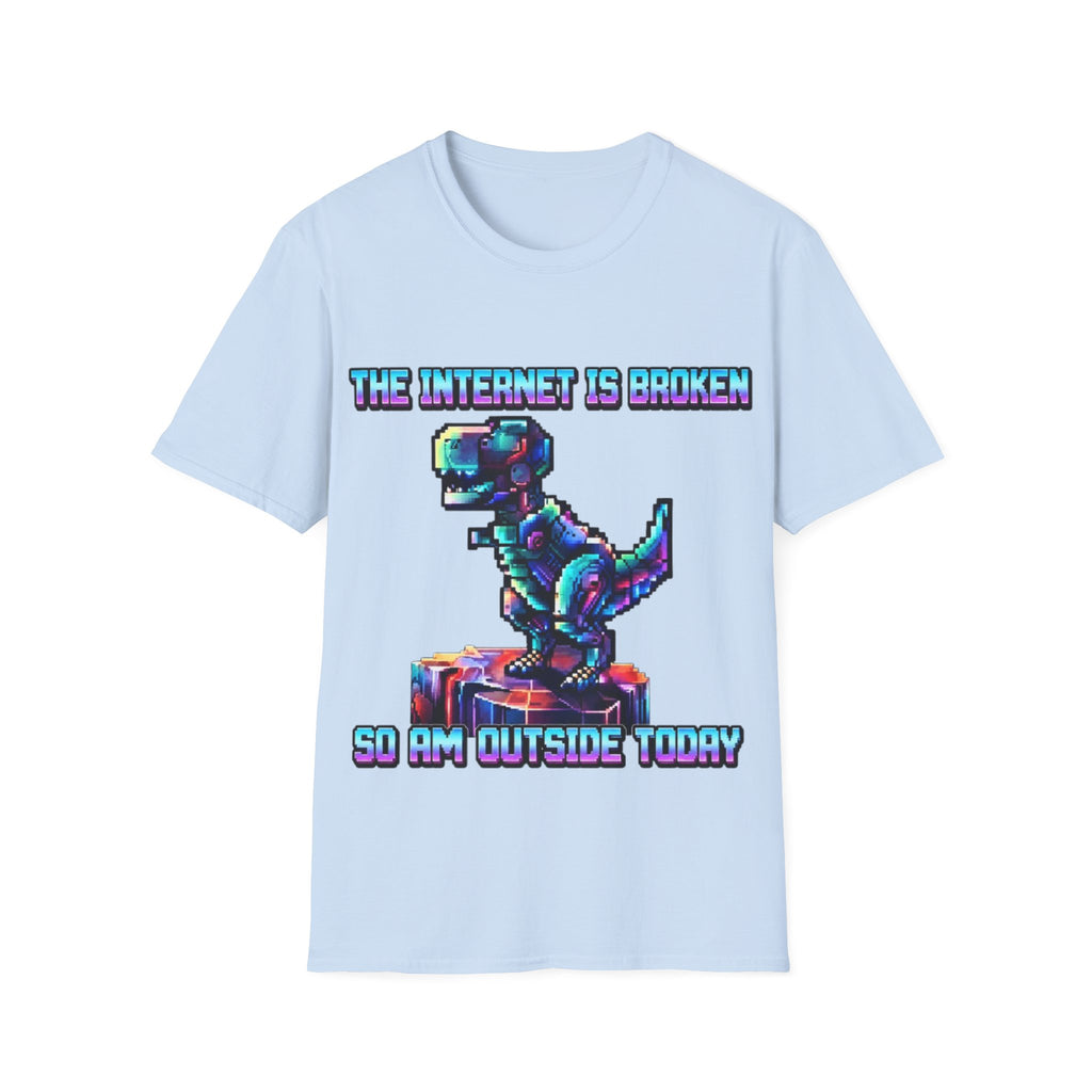 Internet Is Broke Adult  T-Shirt — Retro Pixel Dino "So Am I" Graphic Tee