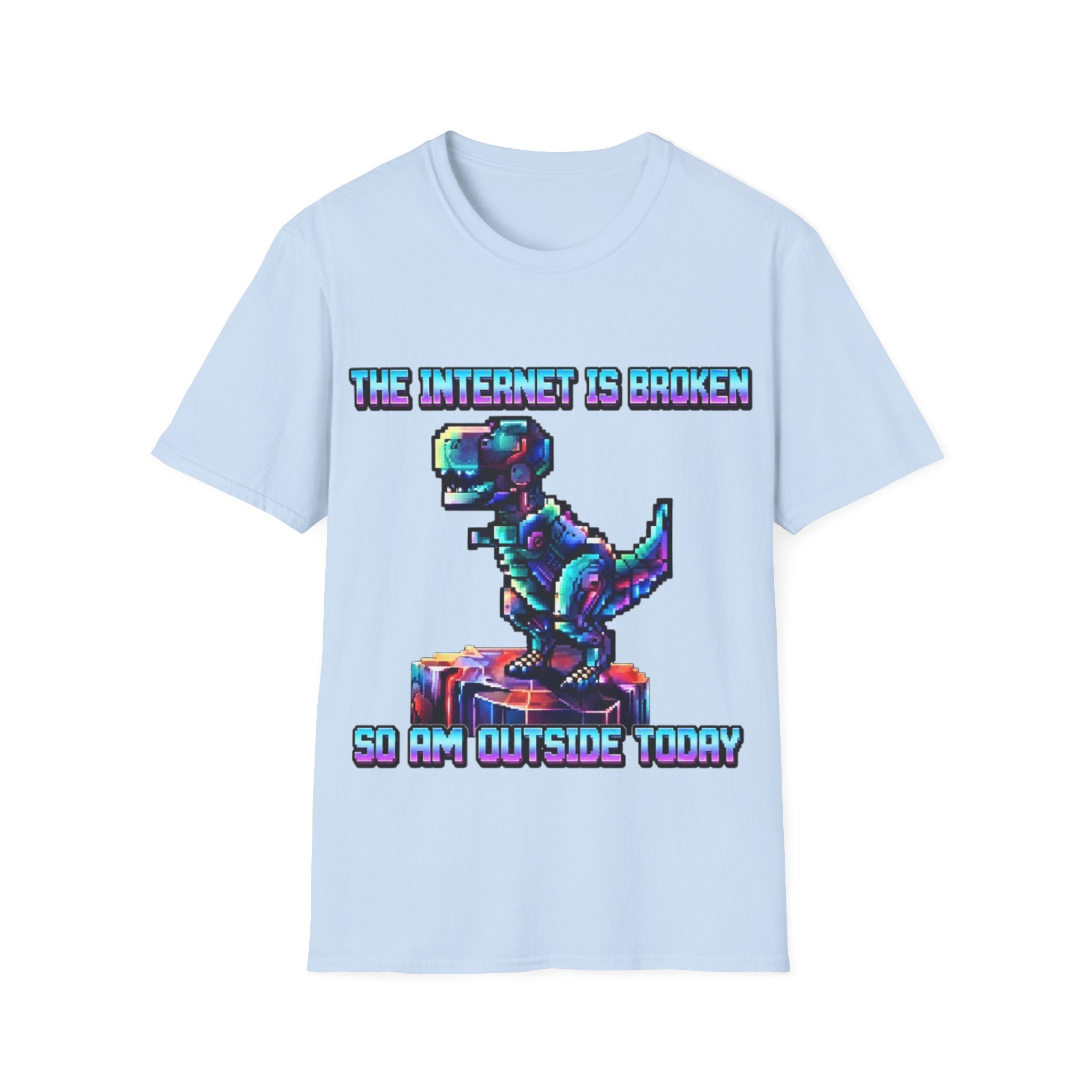 Internet Is Broke Adult  T-Shirt — Retro Pixel Dino "So Am I" Graphic Tee