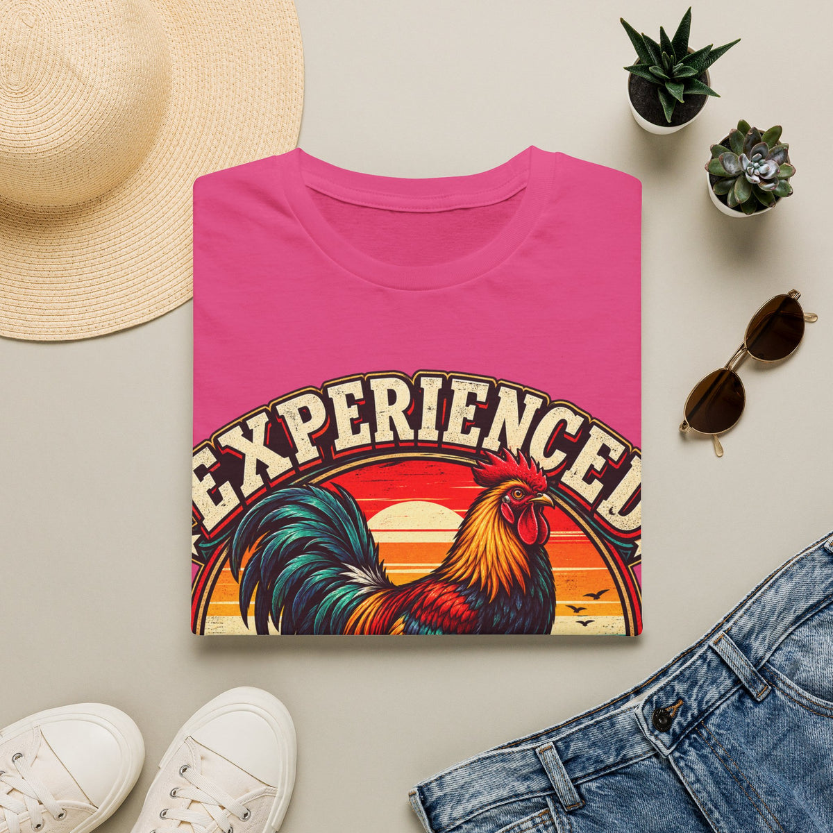Experienced Cock Handler Adult T-Shirt — Retro Rooster Graphic Tee