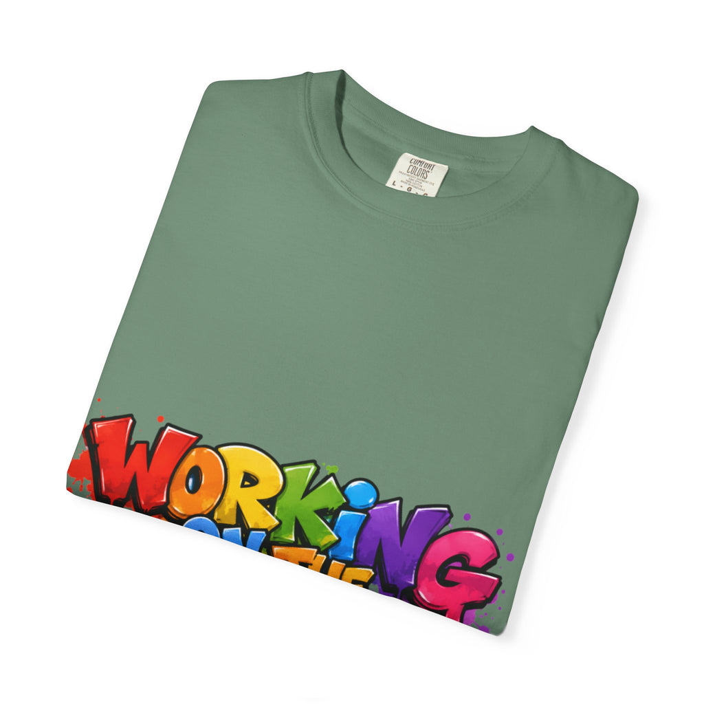 Working on the Tsim graffiti style Adult T-shirt | colorful street art text