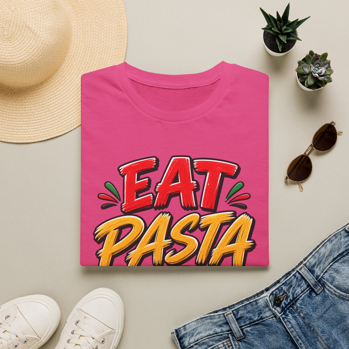 Eat Pasta Run Fasta Adult T-Shirt — Funny Italian Food & Running Graphic Tee