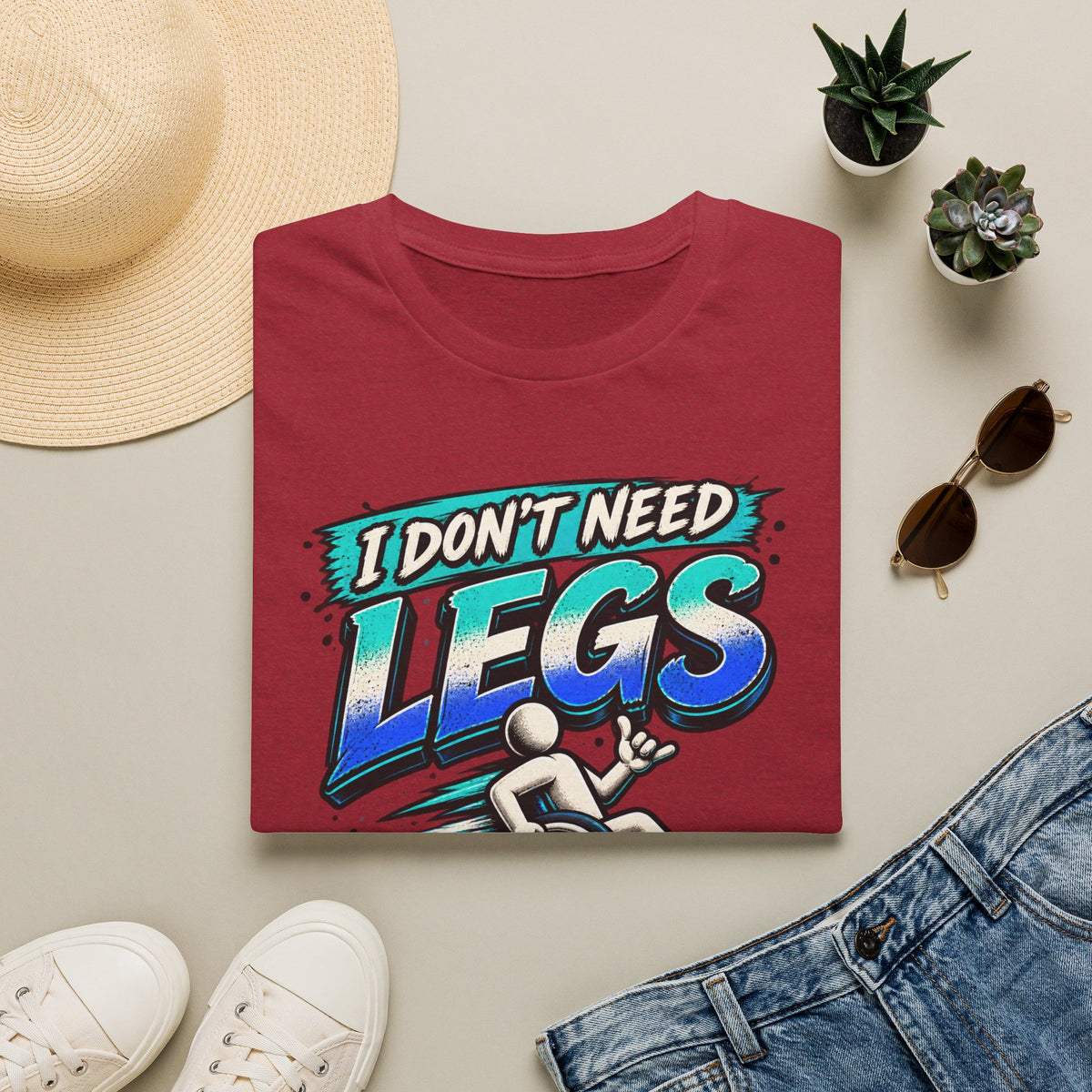 I Don't Need Legs to Kick Your Ass Adult T-Shirt — Funny Wheelchair Disability Pride Tee