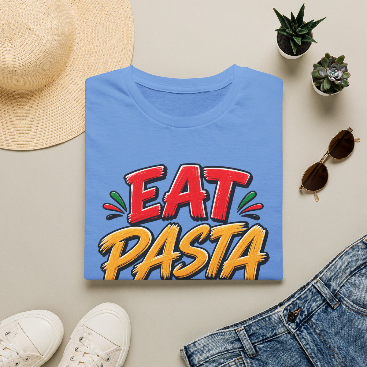 Eat Pasta Run Fasta Adult T-Shirt — Funny Italian Food & Running Graphic Tee