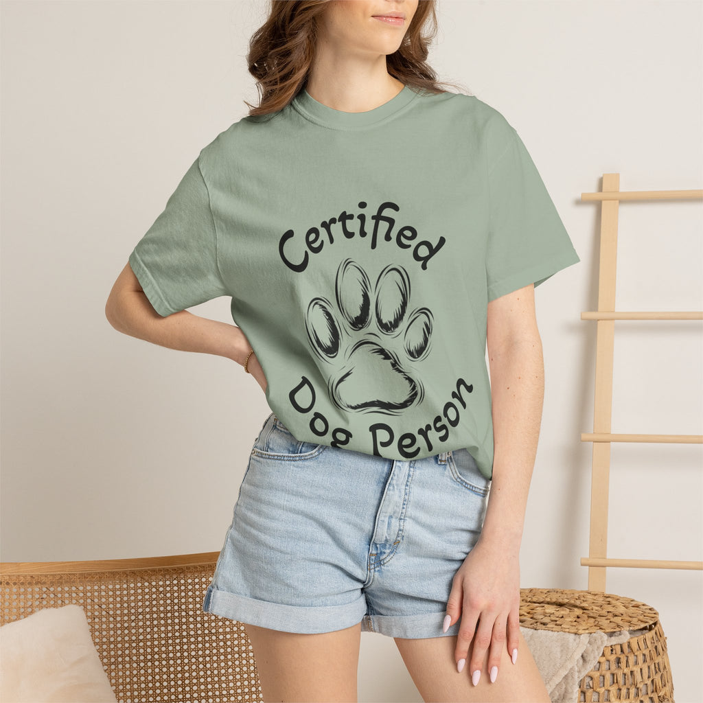 Certified Dog Person Adult T-Shirt — Paw Print Graphic Tee for Dog Lovers
