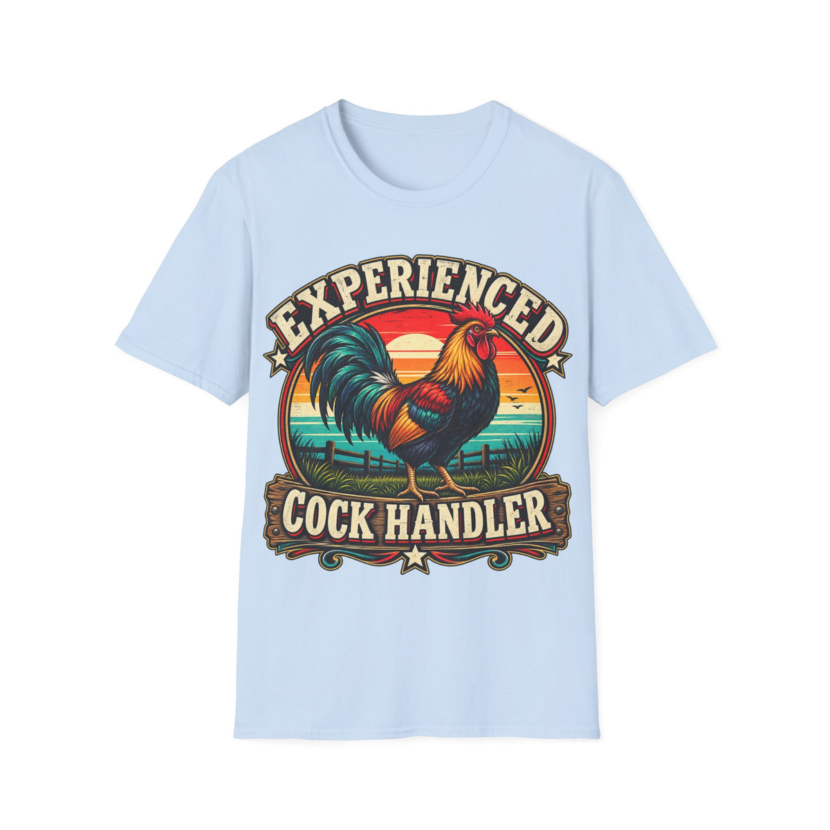 Experienced Cock Handler Adult T-Shirt — Retro Rooster Graphic Tee