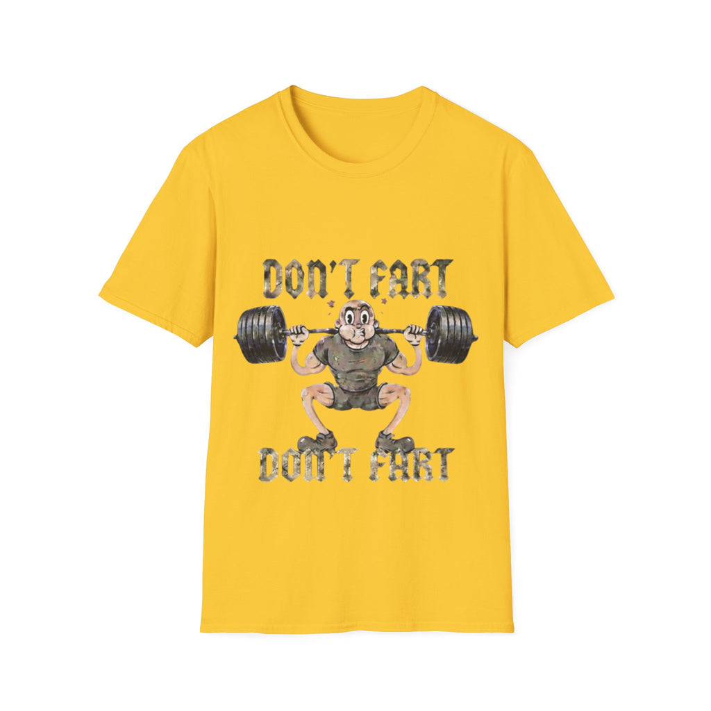 Don't Fart Weightlifting  Adult T‑Shirt — Funny Gym Workout Tee