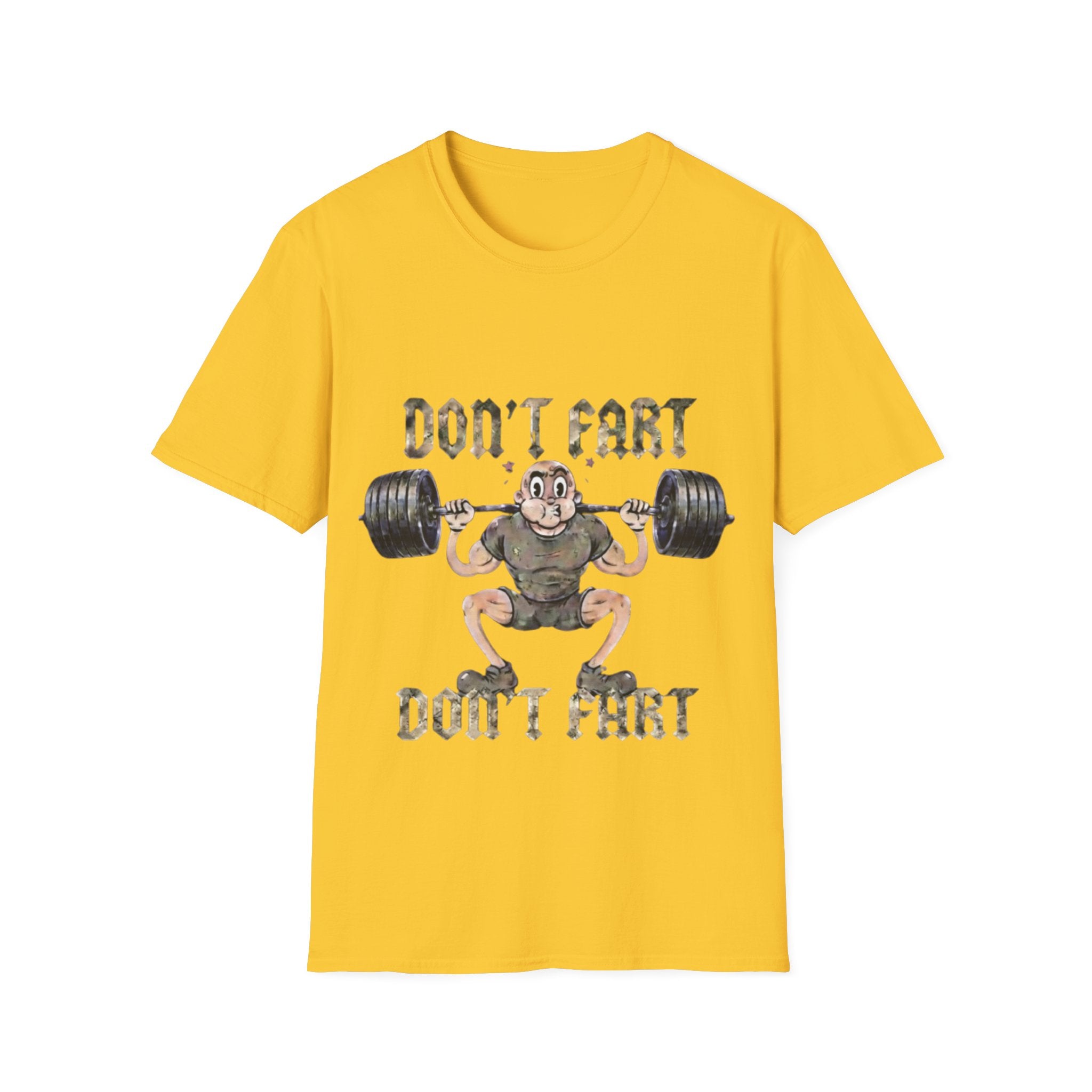 Don't Fart Weightlifting  Adult T‑Shirt — Funny Gym Workout Tee