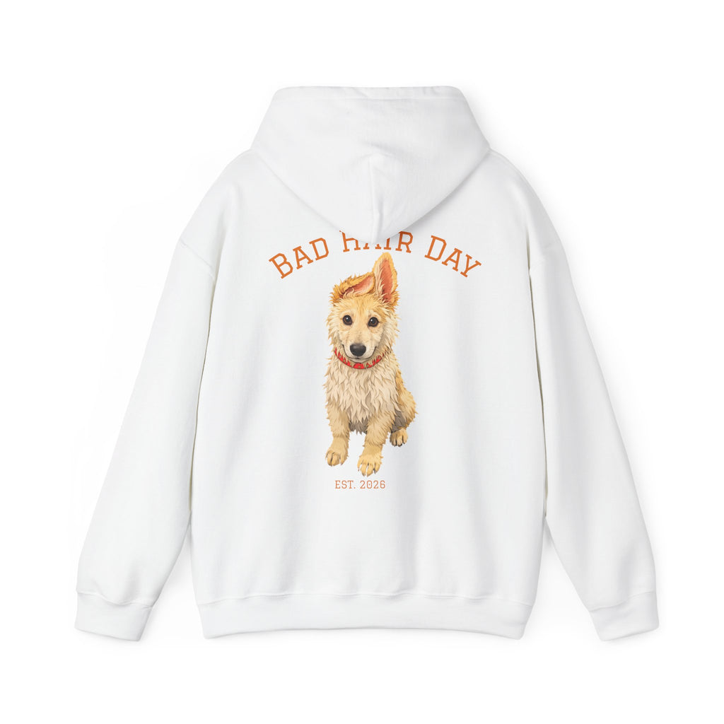 Bad Hair Day Puppy Adult Hoodie | Cute Dog Illustration Sweatshirt