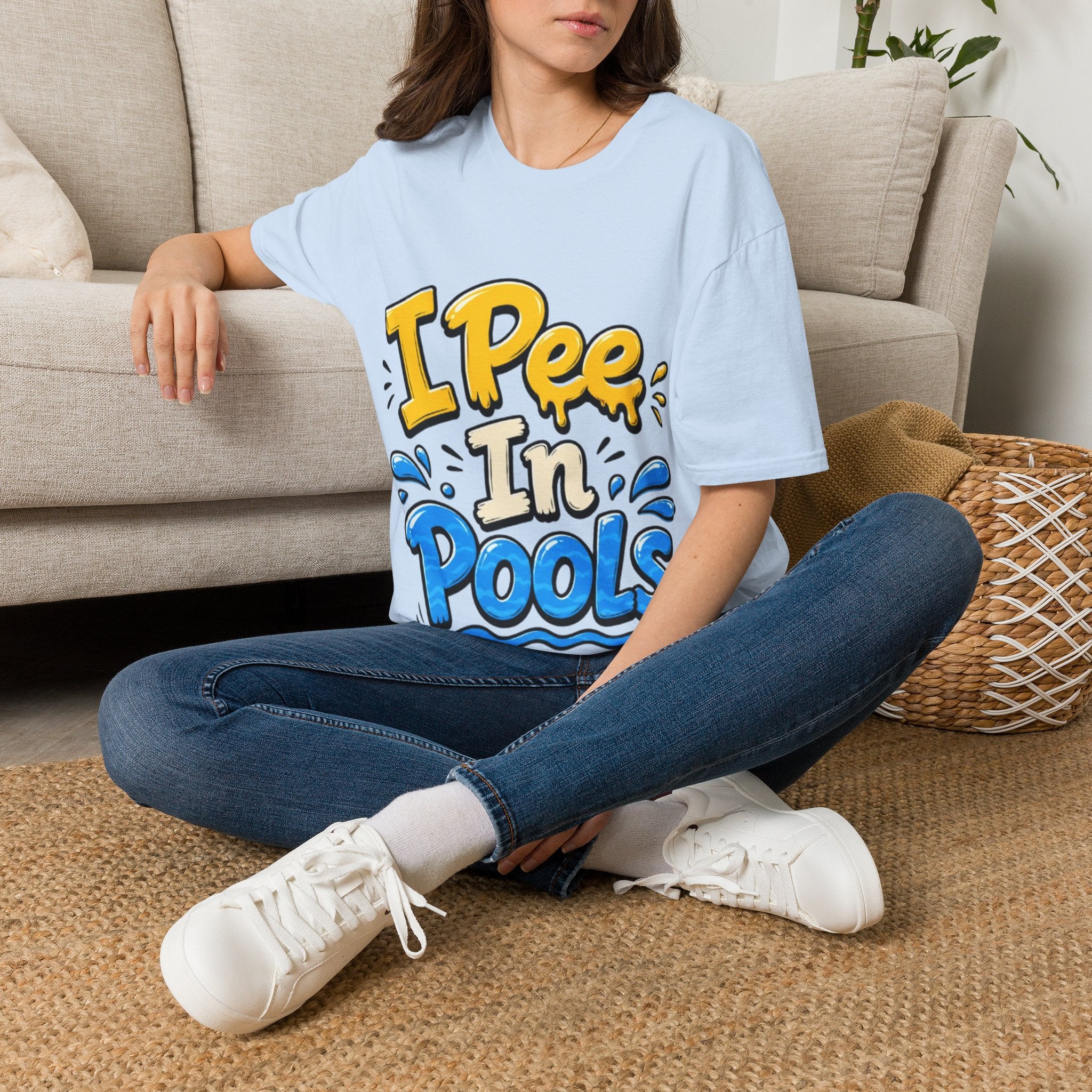 Funny "I Pee in Pools" Adult T-Shirt — Humorous Summer Pool Party Tee