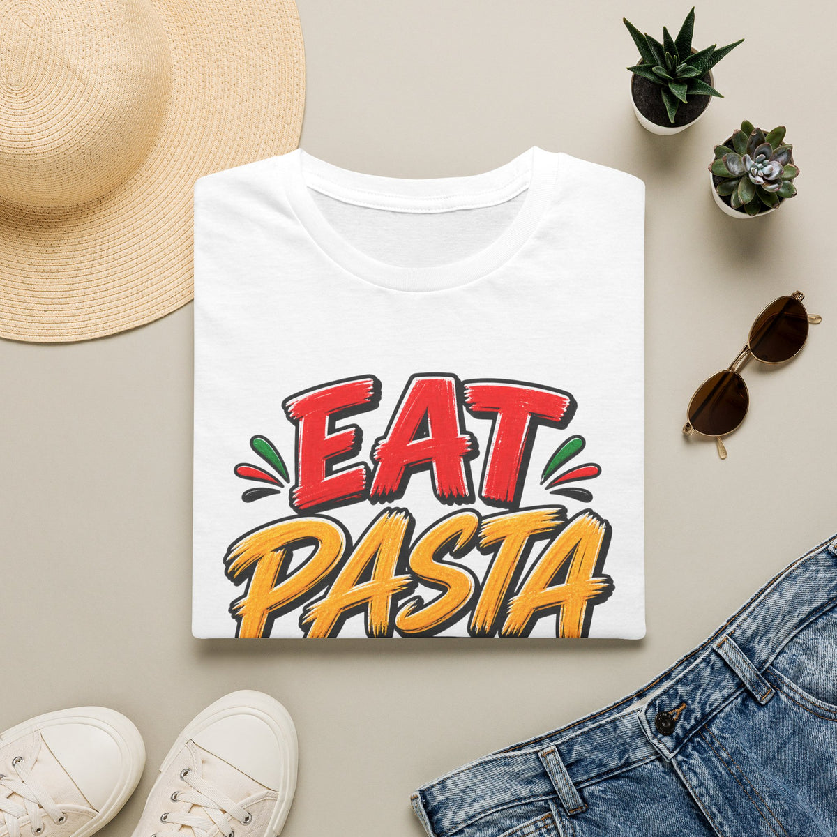 Eat Pasta Run Fasta Adult T-Shirt — Funny Italian Food & Running Graphic Tee