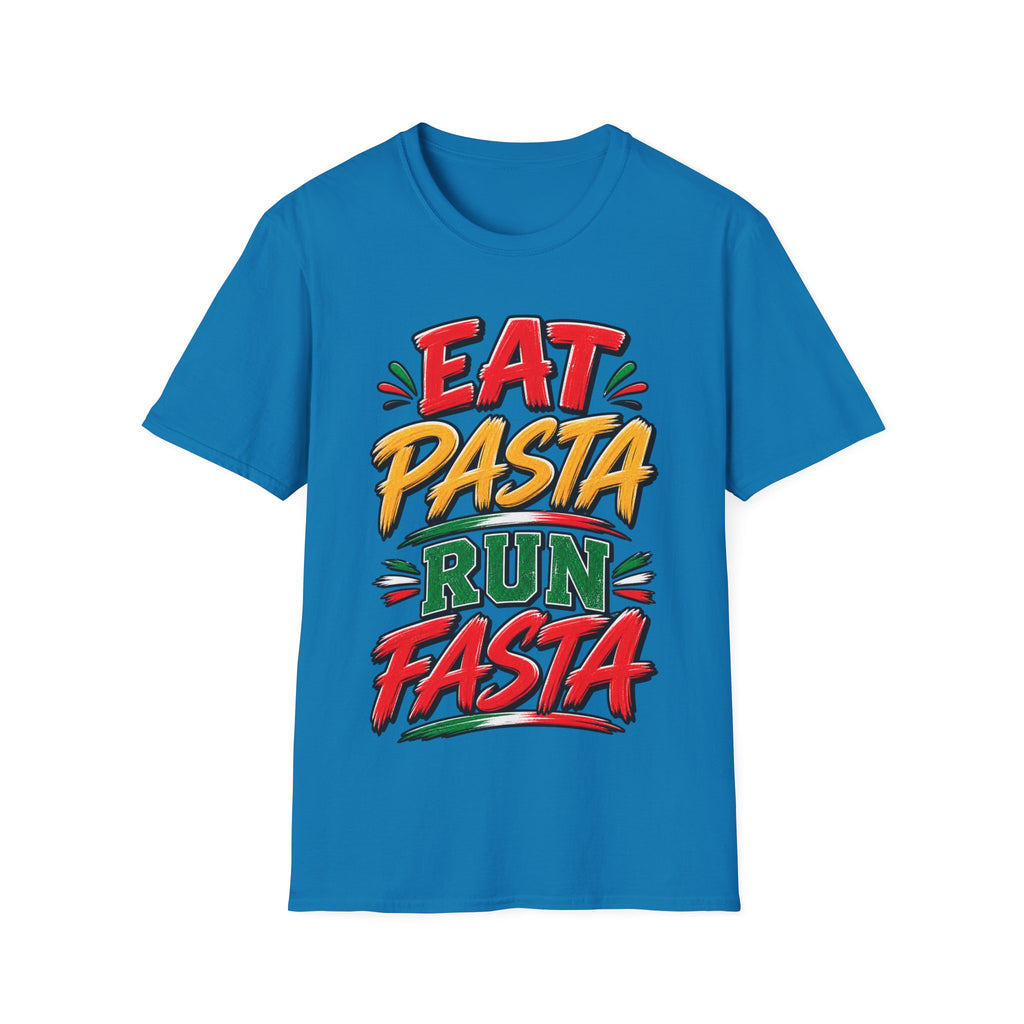 Eat Pasta Run Fasta Adult T-Shirt — Funny Italian Food & Running Graphic Tee