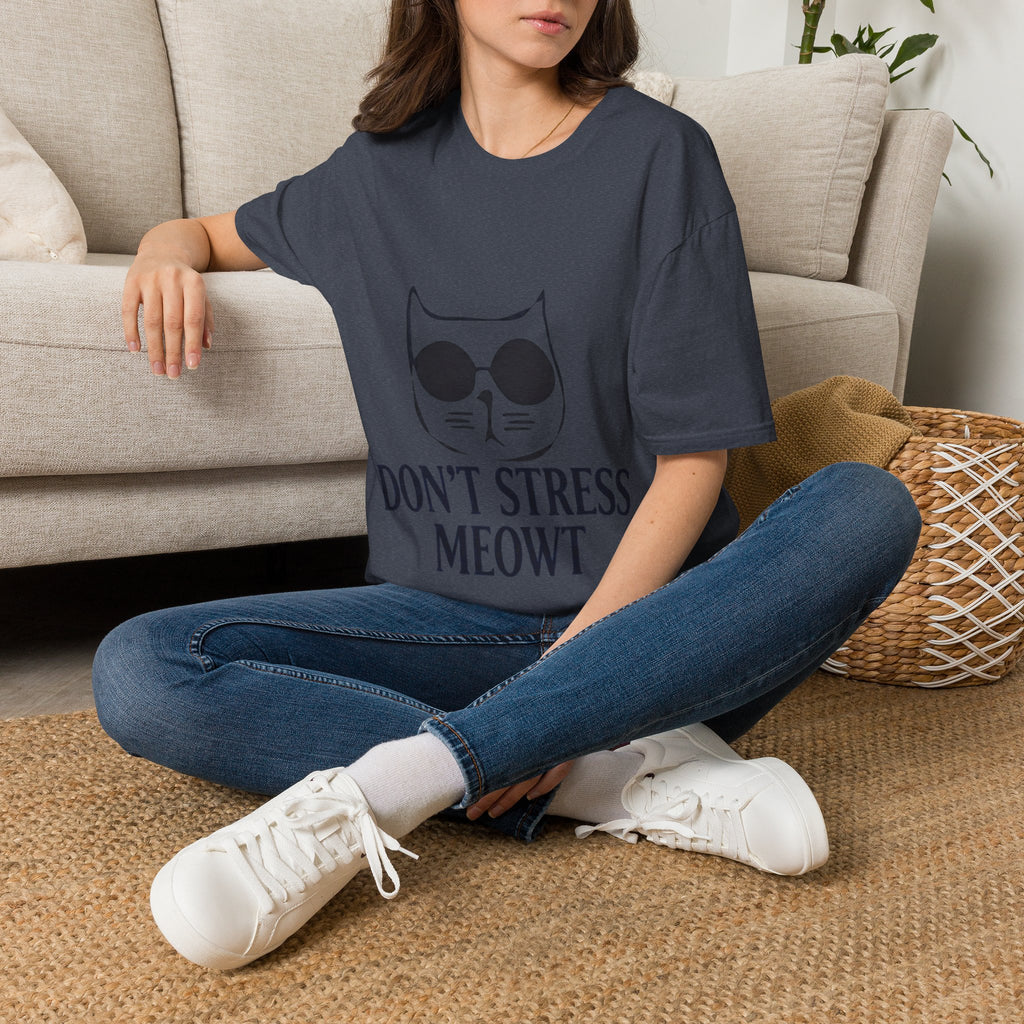 Cat Graphic Adult T-Shirt — "Don't Stress Meowt" Relaxed Tee for Cat Lovers