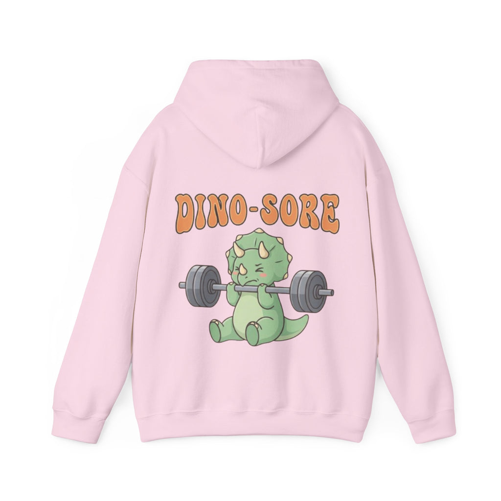 Dino-Sore Adult Hoodie — Cute Triceratops Weightlifting Sweatshirt