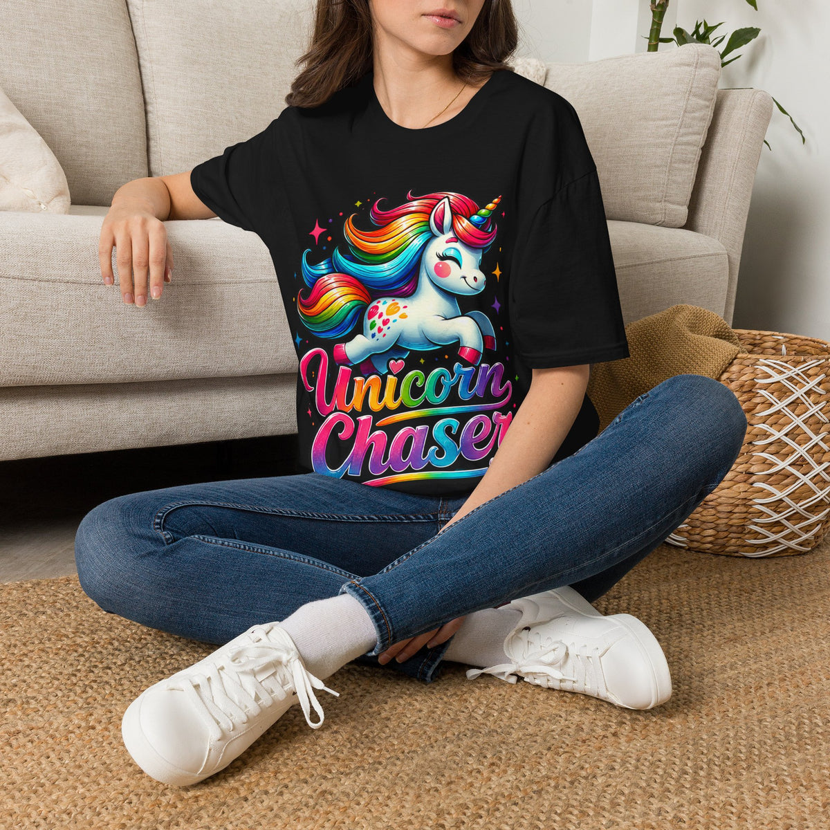 Funny Unicorn Chaser Adult T-Shirt — Rainbow Magical Unicorn Tee