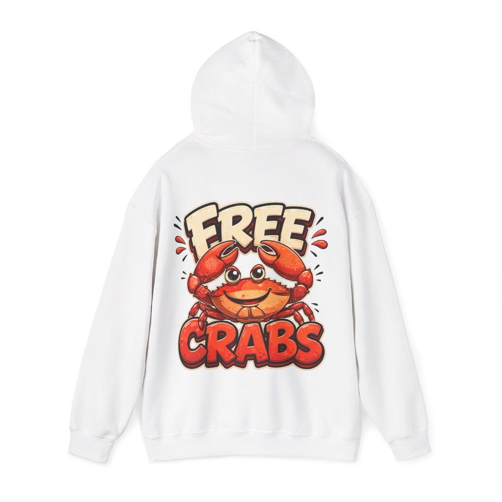Adult Hoodie — Cute 'Free Crabs' Cartoon Crab Graphic Pullover